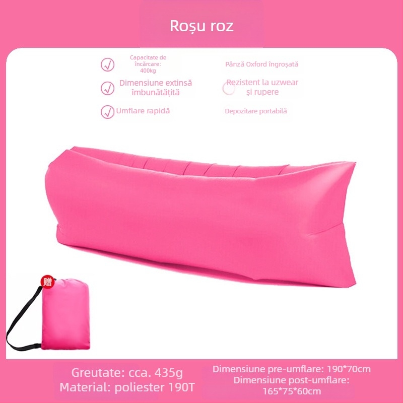 Saltea gonflabilă pentru o persoană Lecamp – soluție portabilă pentru camping (730 g; capacitate 300 kg; pânză Oxford; construcție cu două straturi)