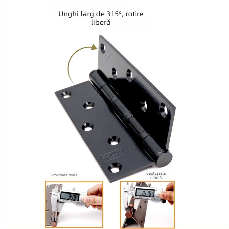 Balama de ușă cu rulmenți, oțel inoxidabil, finisaj lucios/placare, design îngroșat, stil modern minimalist