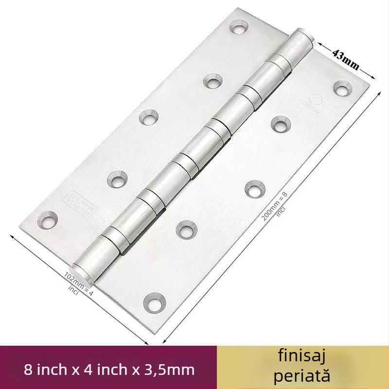 Balama de ușă cu rulmenți, oțel inoxidabil, finisaj lucios/placare, design îngroșat, stil modern minimalist
