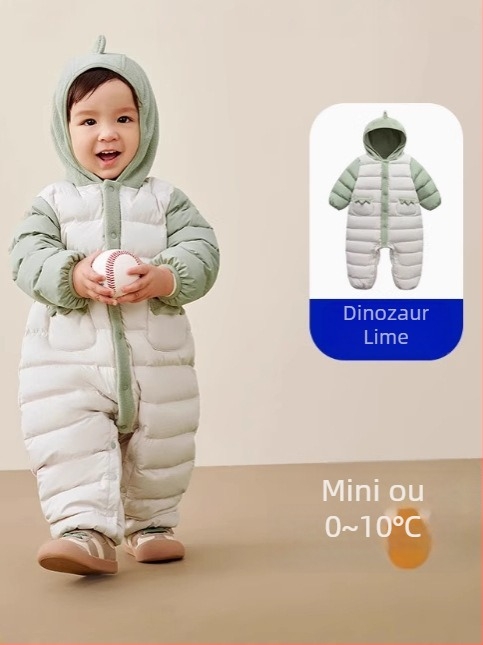 Salopetă de iarnă pentru copii, umplutură din puf de rață, glugă detașabilă, unisex, 1–3 ani