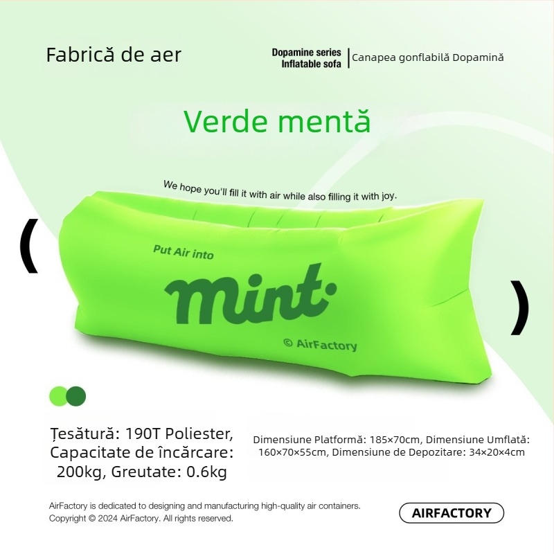 Canapea gonflabilă de exterior, suprafață din pânză Oxford, greutate 700 g, capacitate de încărcare 200 kg, portabilă pentru camping, brand one-half