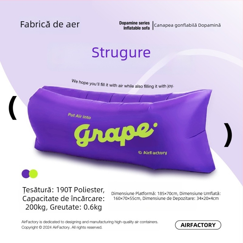 Canapea gonflabilă de exterior, suprafață din pânză Oxford, greutate 700 g, capacitate de încărcare 200 kg, portabilă pentru camping, brand one-half