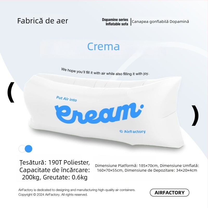 Canapea gonflabilă de exterior, suprafață din pânză Oxford, greutate 700 g, capacitate de încărcare 200 kg, portabilă pentru camping, brand one-half