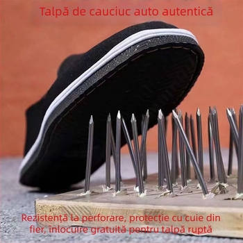 Pantofi unisex din pânză cu talpă de cauciuc și talpă cu mai multe straturi, vârf rotund, partea superioară din pânză Cardan, bandă elastică, cusături