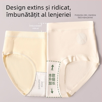 Chiloți de damă din bumbac, talie medie, respirabili, căptușeală din bumbac la zona inghinală, model geometric