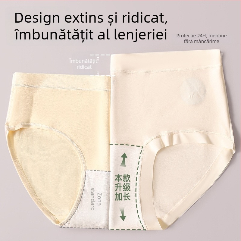 Chiloți de damă din bumbac, talie medie, respirabili, căptușeală din bumbac la zona inghinală, model geometric