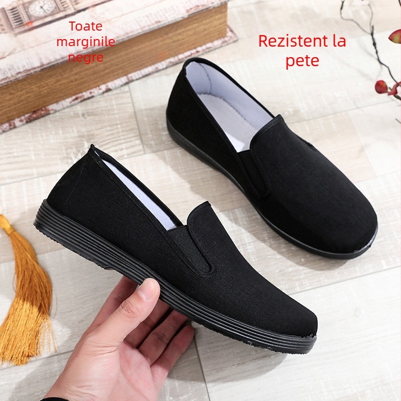 Pantofi bărbați din pânză, casual, cu partea superioară respirabilă, talpă cauciuc antiaderent, vârf rotund, toc mic 1-3 cm, culoare solidă.