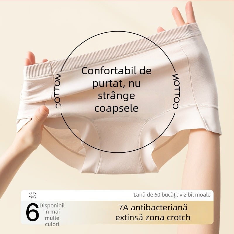 Chiloți femei din bumbac cu talie înaltă, antibacteriale, respirabili, țesătură 60S, 90–95% bumbac
