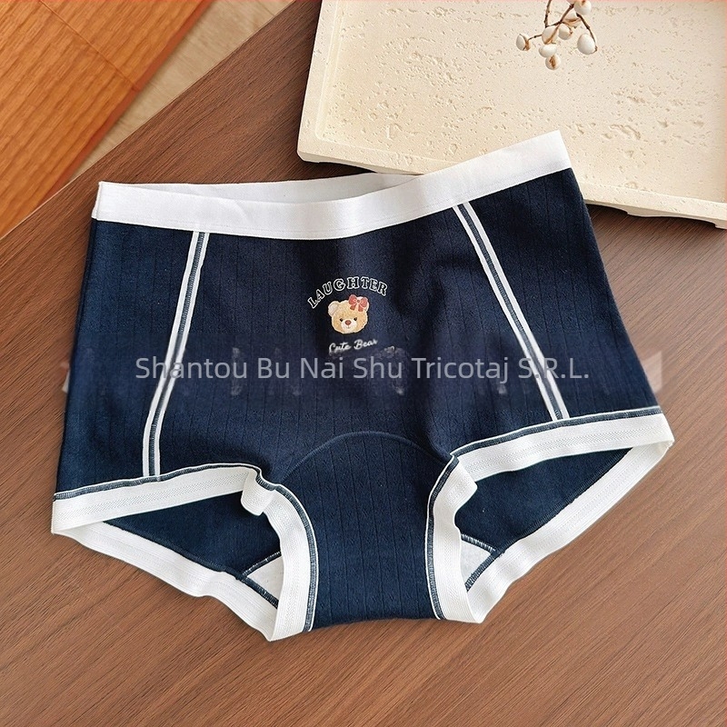 Boxer briefs din bumbac pentru femei, talie medie, țesătură tricotată, respirabile și antibacteriene, cu susținere pentru fese