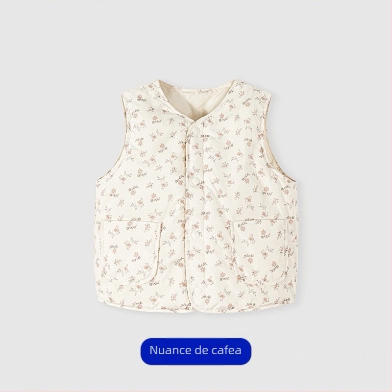 Vesta pentru copii din puf, fără mâneci, 95% puf, căptușeală din bumbac, exterior din bumbac, fără glugă, primăvara 2025