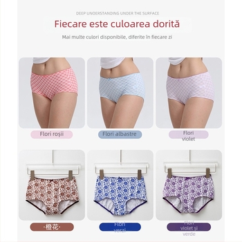 Lenjerie intimă feminină imprimată, respirabilă, talie medie, fără cusături, modal