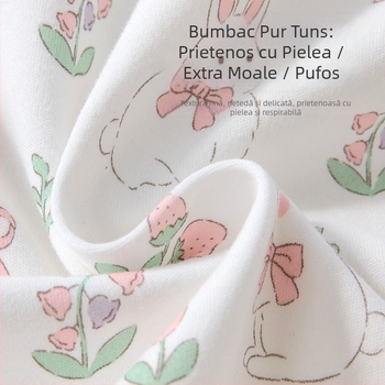 Top de toamnă-primăvară din bumbac, 100% bumbac, guler rotund, pentru fete 1–3 ani, fără glugă