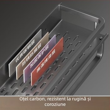 Raft de depozitare pentru baie, montat pe perete, fără găuri, din oțel inoxidabil 304, un singur etaj, finisaj spray plastic