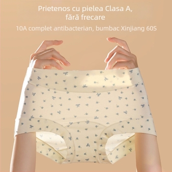 Lenjerie intimă din bumbac pentru femei, antibacteriană 10A, croială cu crotch extins, fără strângere, imprimeu floral, respirabil, boxeri pentru femei