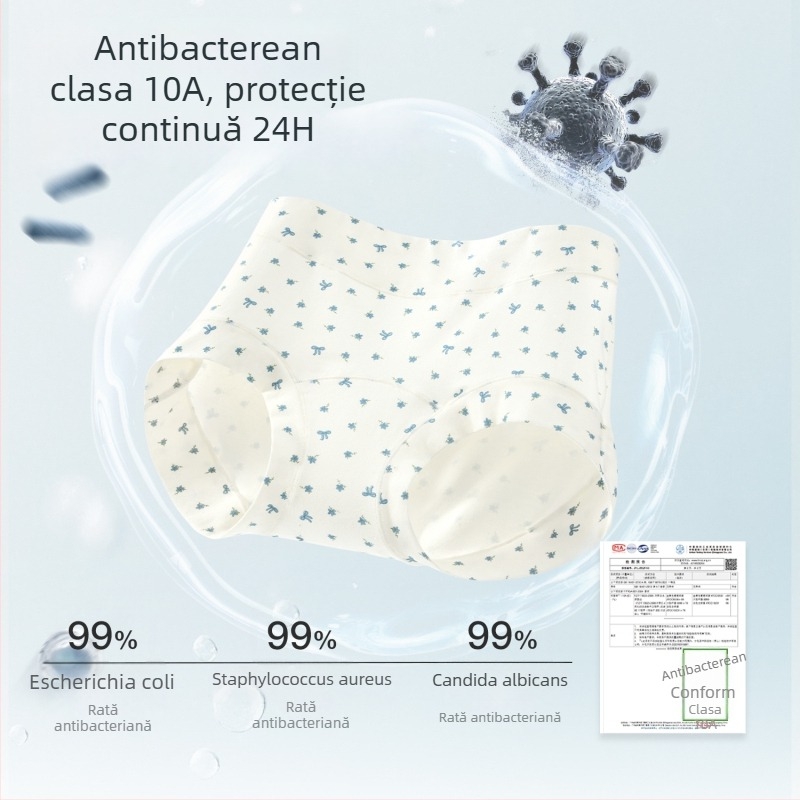 Lenjerie intimă din bumbac pentru femei, antibacteriană 10A, croială cu crotch extins, fără strângere, imprimeu floral, respirabil, boxeri pentru femei