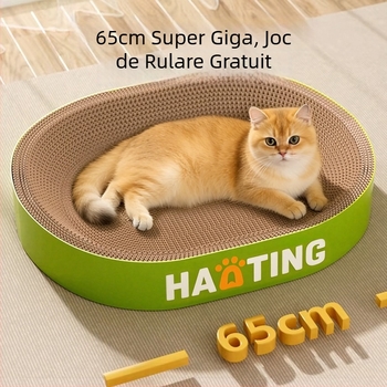 Placă de zgâriere pentru pisici cu vizuină rotundă din hârtie ondulată