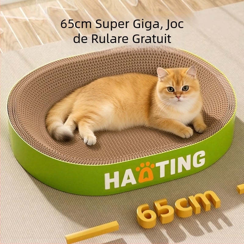 Placă de zgâriere pentru pisici cu vizuină rotundă din hârtie ondulată