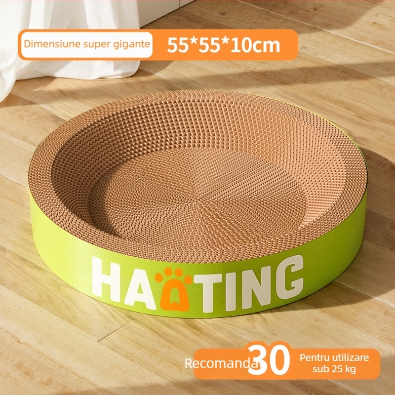 Placă de zgâriere pentru pisici cu vizuină rotundă din hârtie ondulată