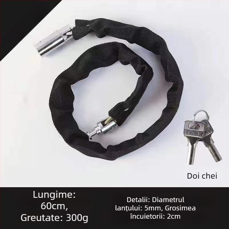 Jiuxing Lacăt cu Lanț cu husă din pânză – Cupru, Lacăt pentru Vehicul, Stil Modern Minimalist