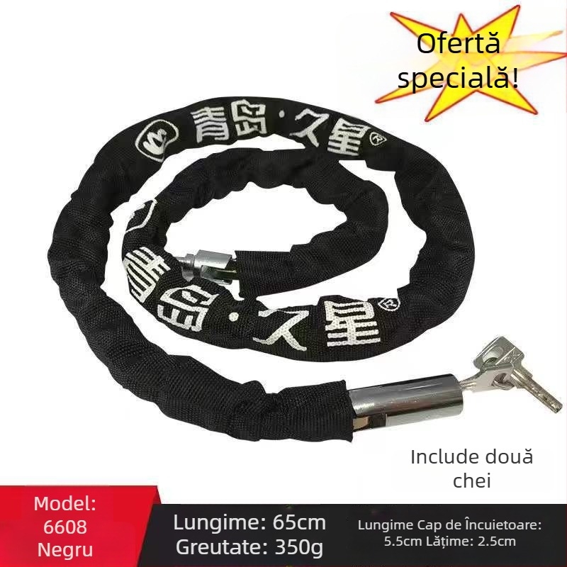 Jiuxing Lacăt cu Lanț cu husă din pânză – Cupru, Lacăt pentru Vehicul, Stil Modern Minimalist