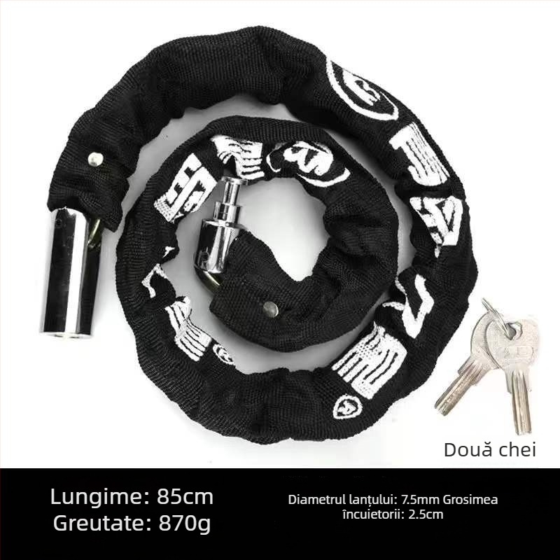 Jiuxing Lacăt cu Lanț cu husă din pânză – Cupru, Lacăt pentru Vehicul, Stil Modern Minimalist