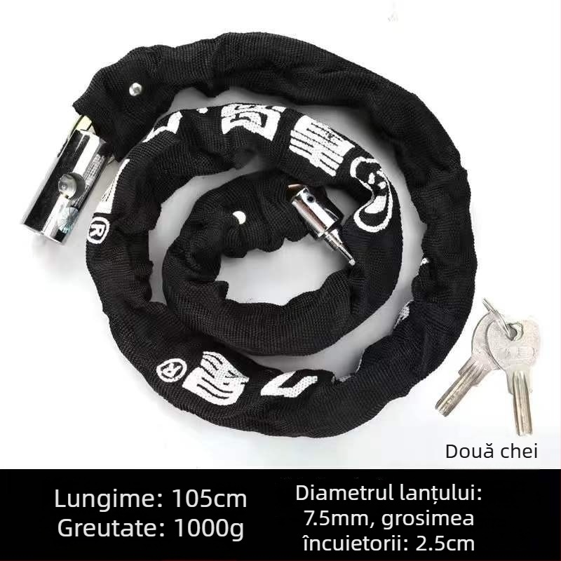 Jiuxing Lacăt cu Lanț cu husă din pânză – Cupru, Lacăt pentru Vehicul, Stil Modern Minimalist