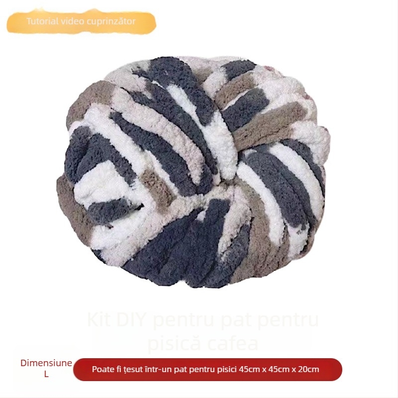 Cuib circular pentru animale din lână, semiînchis, respirabil, pentru interior, potrivit pentru pisici și câini