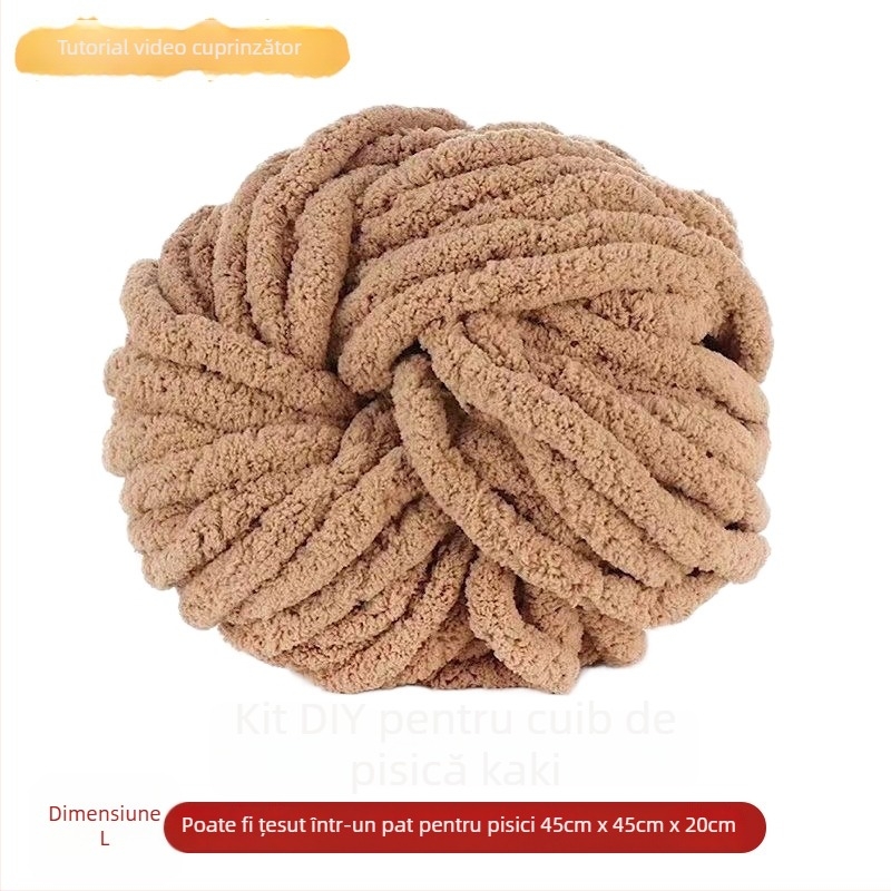 Cuib circular pentru animale din lână, semiînchis, respirabil, pentru interior, potrivit pentru pisici și câini