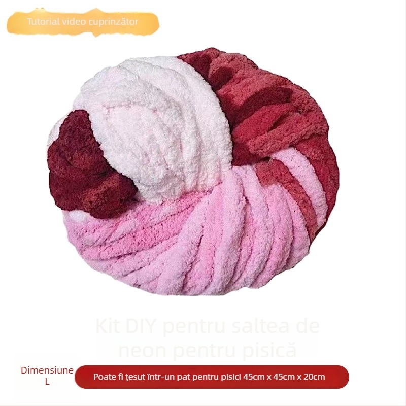 Cuib circular pentru animale din lână, semiînchis, respirabil, pentru interior, potrivit pentru pisici și câini