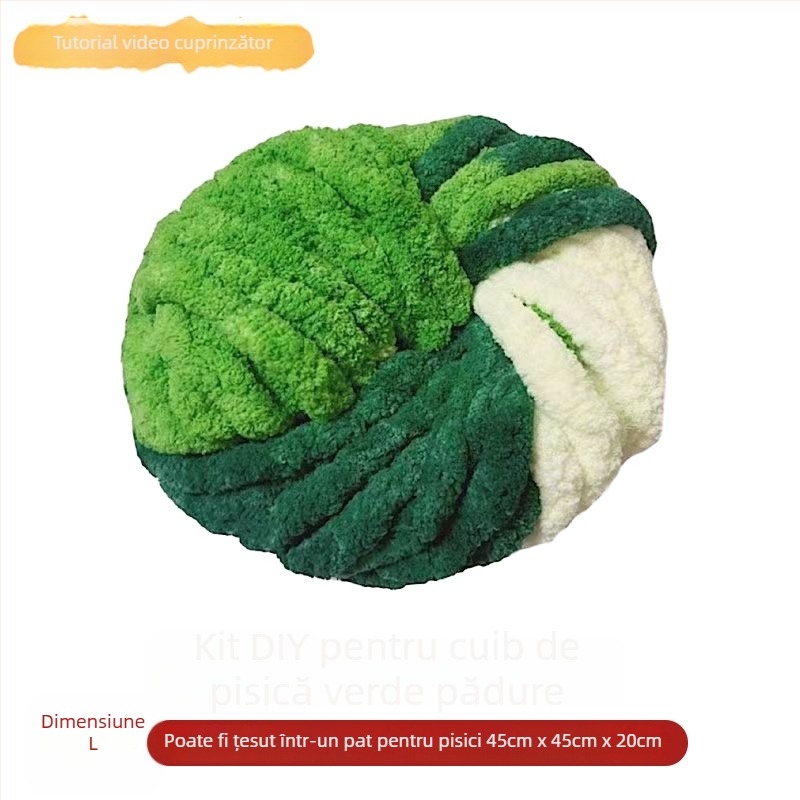 Cuib circular pentru animale din lână, semiînchis, respirabil, pentru interior, potrivit pentru pisici și câini