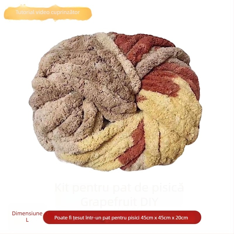 Cuib circular pentru animale din lână, semiînchis, respirabil, pentru interior, potrivit pentru pisici și câini