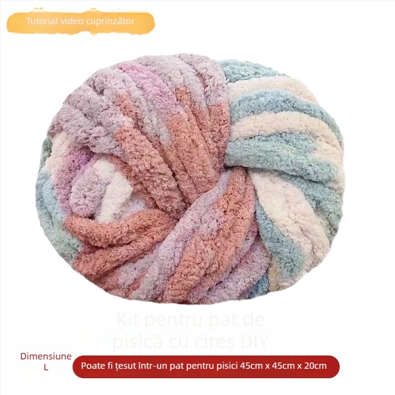 Cuib circular pentru animale din lână, semiînchis, respirabil, pentru interior, potrivit pentru pisici și câini