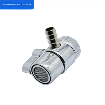 Valvă metalică pentru purificator de apă, model YL-5, finisaj cromat, conectare tip tee
