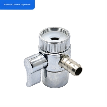 Valvă metalică pentru purificator de apă, model YL-5, finisaj cromat, conectare tip tee