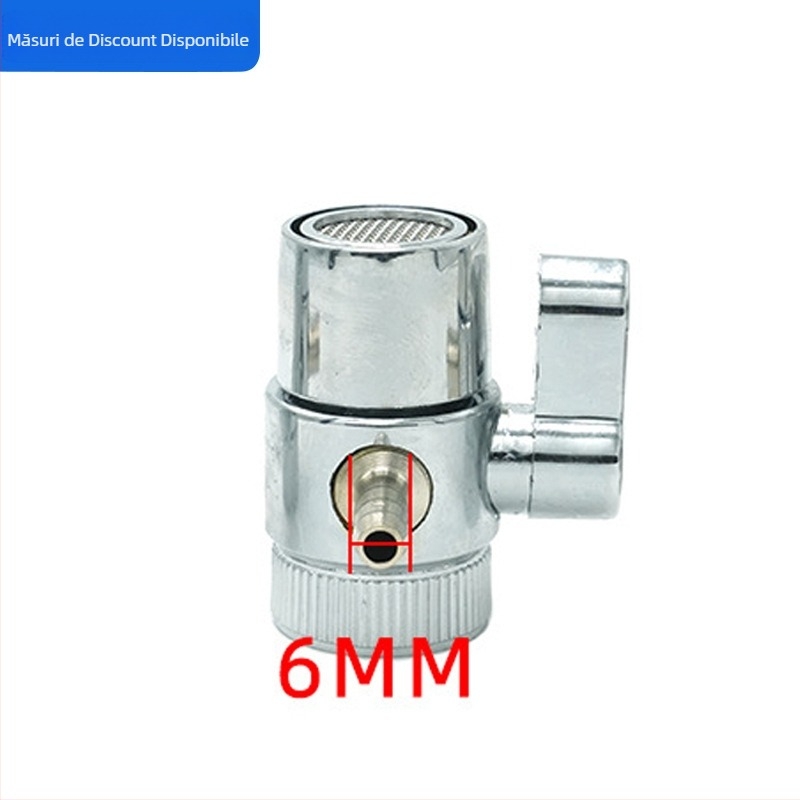 Valvă metalică pentru purificator de apă, model YL-5, finisaj cromat, conectare tip tee
