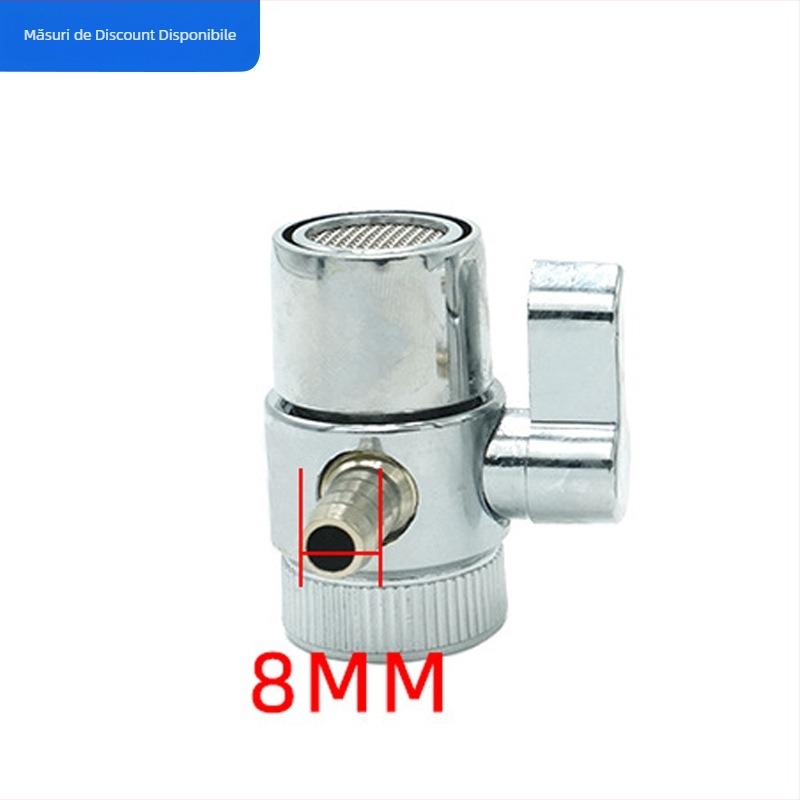 Valvă metalică pentru purificator de apă, model YL-5, finisaj cromat, conectare tip tee