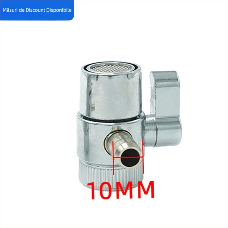 Valvă metalică pentru purificator de apă, model YL-5, finisaj cromat, conectare tip tee