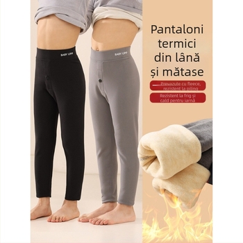 Pantaloni termici pentru bază pentru băieți, iarnă, 90% poliester, talie înaltă, pentru copii peste 8 ani