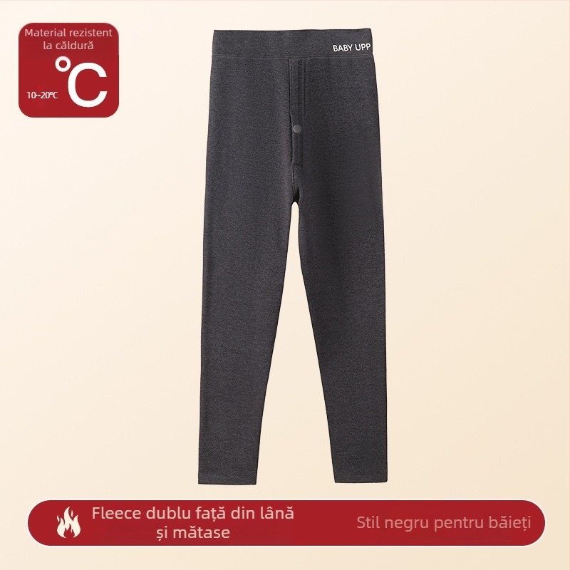 Pantaloni termici pentru bază pentru băieți, iarnă, 90% poliester, talie înaltă, pentru copii peste 8 ani