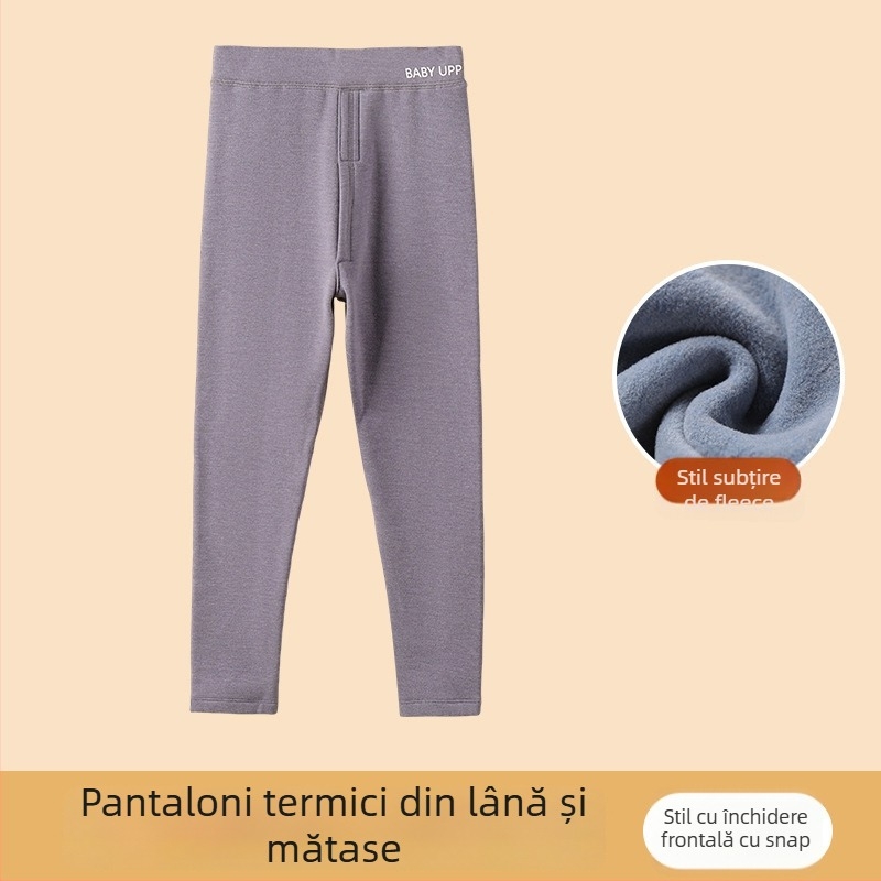 Pantaloni termici pentru bază pentru băieți, iarnă, 90% poliester, talie înaltă, pentru copii peste 8 ani