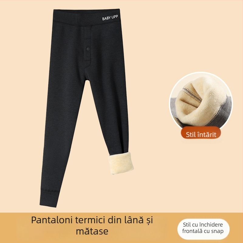 Pantaloni termici pentru bază pentru băieți, iarnă, 90% poliester, talie înaltă, pentru copii peste 8 ani