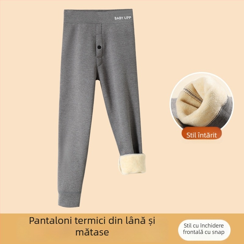 Pantaloni termici pentru bază pentru băieți, iarnă, 90% poliester, talie înaltă, pentru copii peste 8 ani