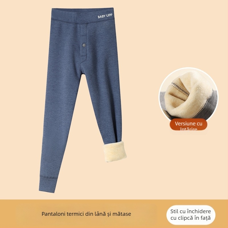 Pantaloni termici pentru bază pentru băieți, iarnă, 90% poliester, talie înaltă, pentru copii peste 8 ani
