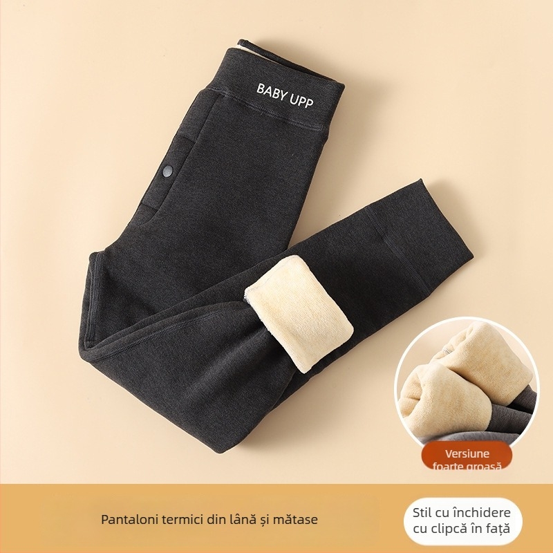 Pantaloni termici pentru bază pentru băieți, iarnă, 90% poliester, talie înaltă, pentru copii peste 8 ani