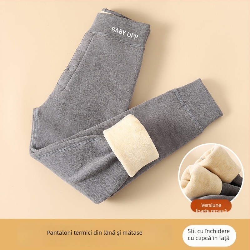 Pantaloni termici pentru bază pentru băieți, iarnă, 90% poliester, talie înaltă, pentru copii peste 8 ani