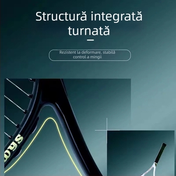 Rachetă de tenis din fibră de carbon – ușoară 75–79 g, corzi de nailon, mâner G3, potrivită pentru jucători juniori amatori