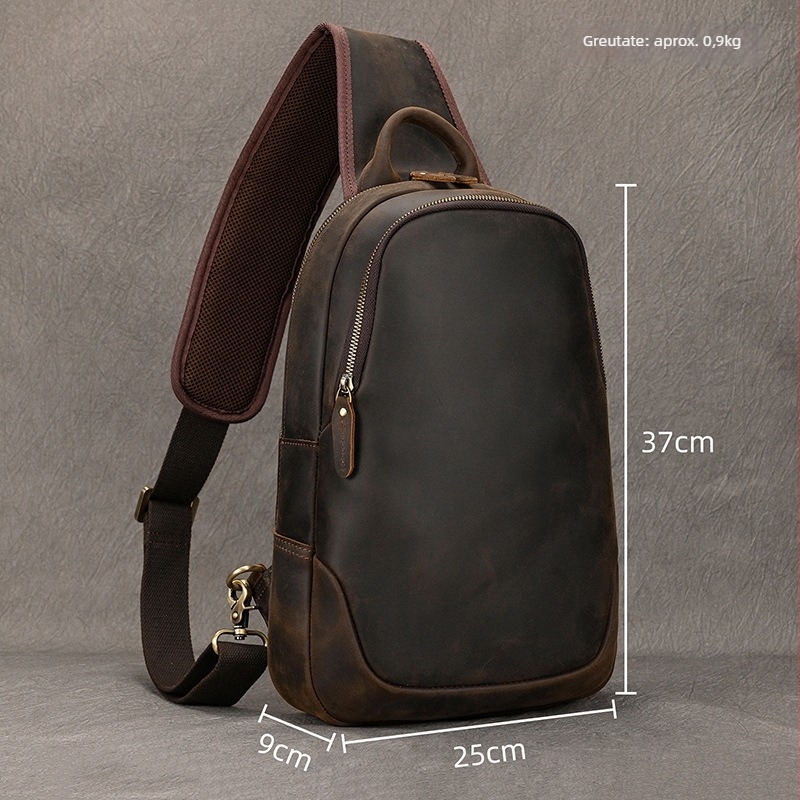 Geantă de bărbați din piele naturală, capacitate mare, crossbody (Material: piele naturală; Piele de primă clasă; Rezistență la uzură; Interior: poliester-cotton; Model: 9452)