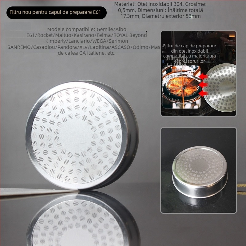 Mașină de espresso: cap de preparare cu distribuție a apei, ecran-filtru; oțel inoxidabil 304, design modern minimalist, stil simplu