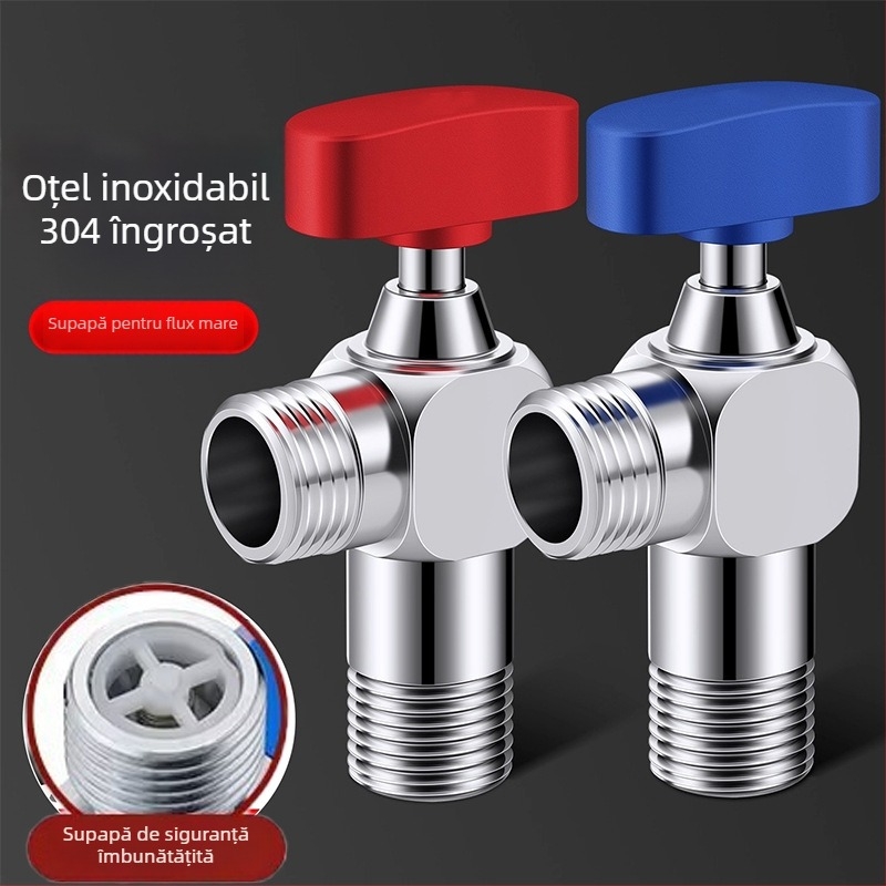 Supapă unghiulară, oțel inoxidabil 304, instalare rotativă, pentru sistem de apă caldă, greutate netă 150 g