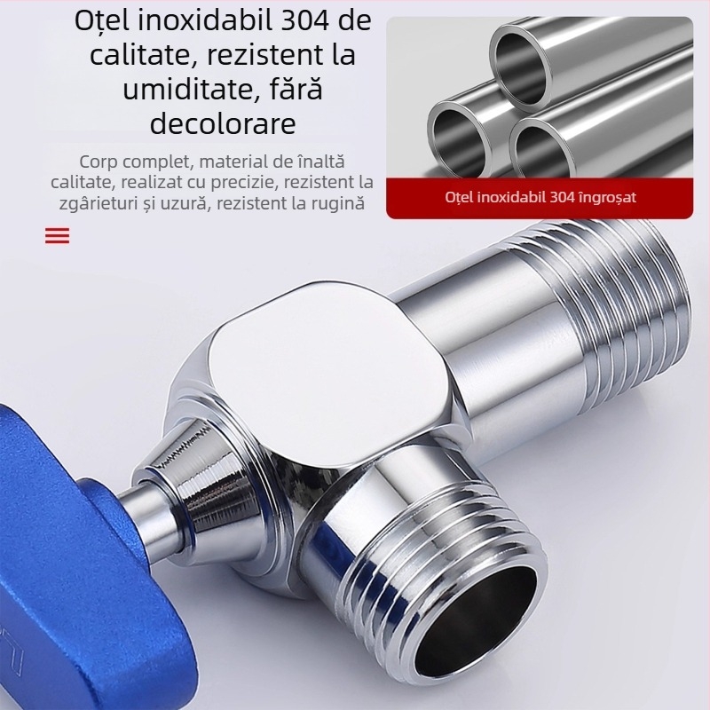 Supapă unghiulară, oțel inoxidabil 304, instalare rotativă, pentru sistem de apă caldă, greutate netă 150 g